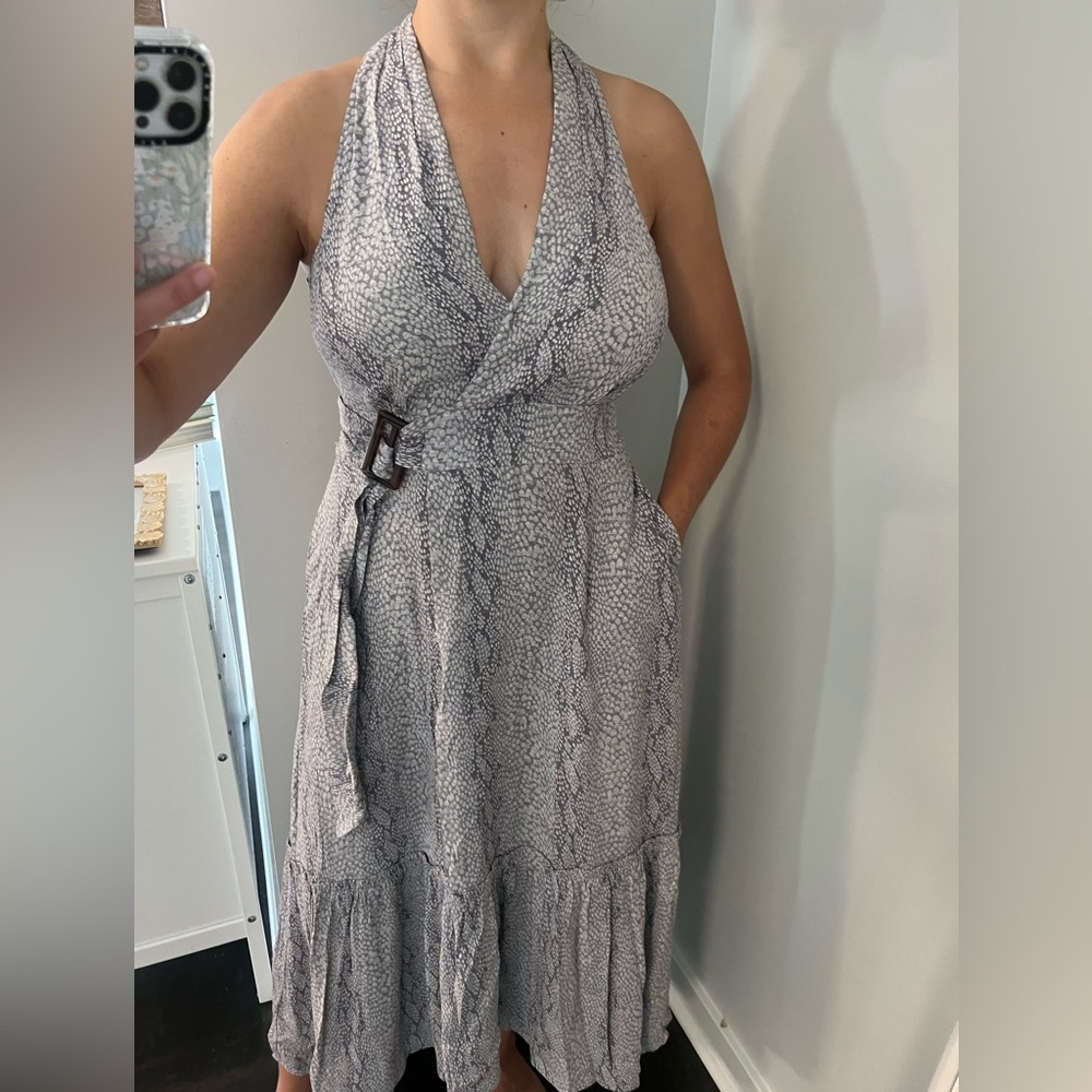 Wrap halter midi dress
